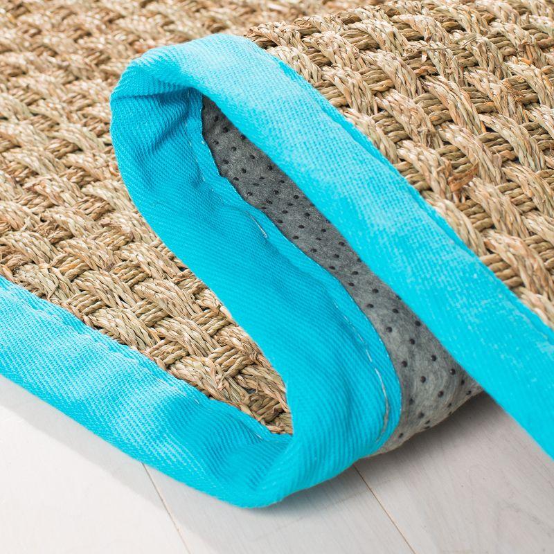 Natural Fiber NF114 Power Loomed Indoor Area Rug - Natural/Turquoise - 6'x6' - Safavieh