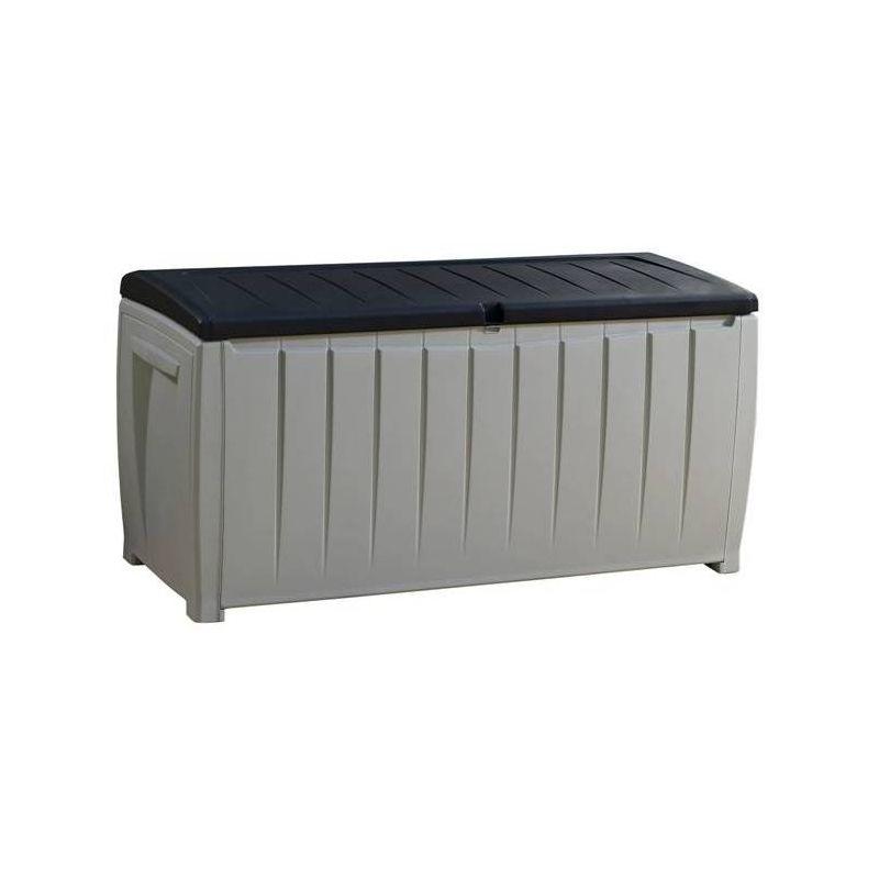 Keter Novel 90 Gallon Durable Resin Outdoor Storage and Organization Deck Box Ideal For Garden Patio Furniture and Supplies