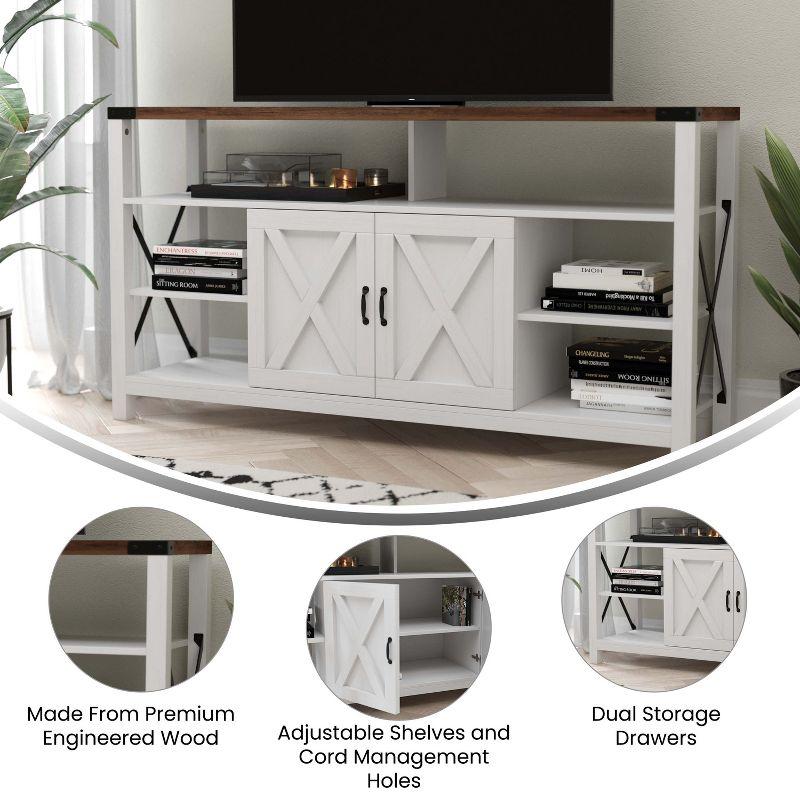 Flash Furniture Wyatt 60" Modern Farmhouse Tall TV Console Cabinet with Storage Cabinets and Shelves for TV's up to 60"