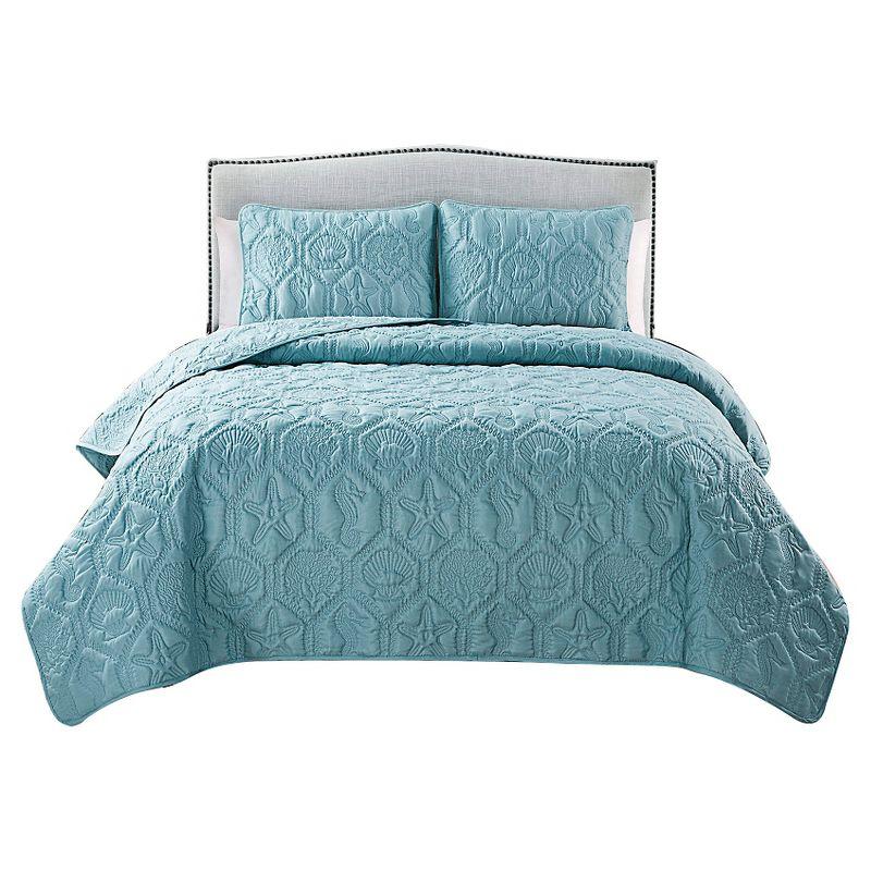 Shore Polyester Textured Sea Life Quilt Set