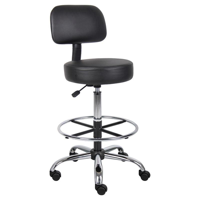 Adjustable Black Leather Medical Drafting Stool