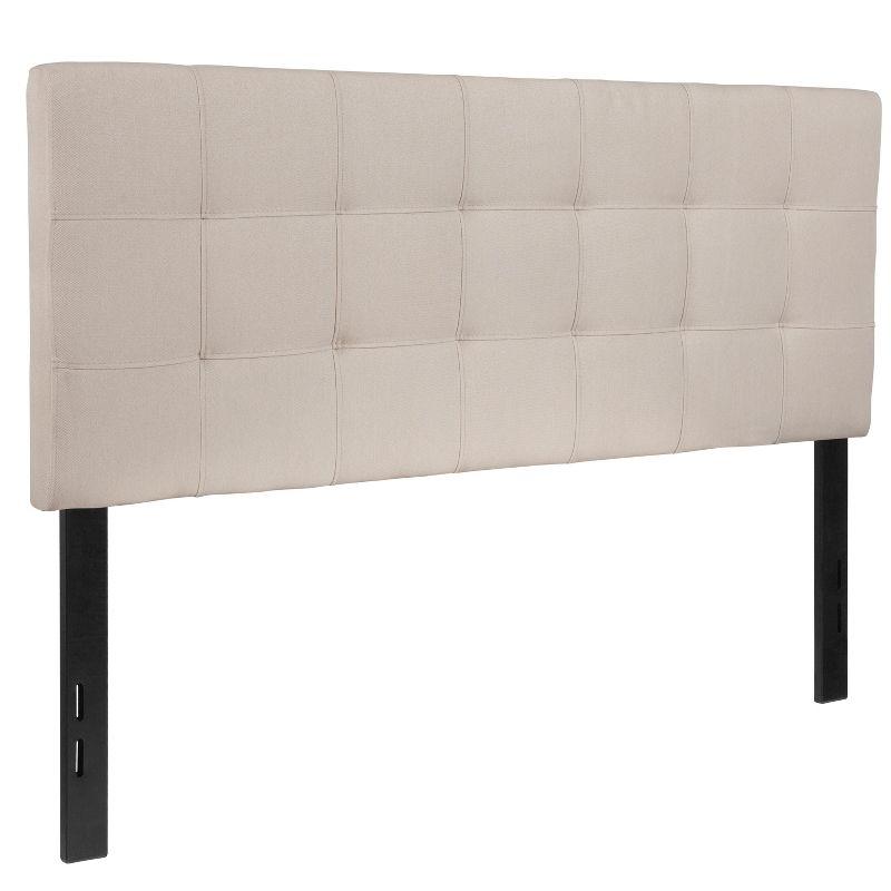 Beige Fabric Tufted Full Headboard with Diamond Stitch Design