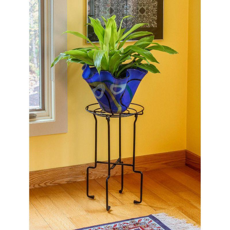 23.5" Plant Stand Catalina Black Wrought Iron with Powder Coated Finish - ACHLA Designs: Freestanding, No Assembly Required