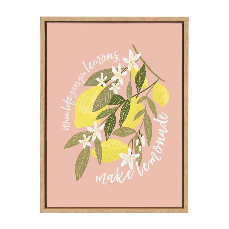 Kate & Laurel All Things Decor 18" x 24" Sylvie 561 Lemons Framed Canvas by Mia Charro Natural : Boho Decor, Citrus Harvest