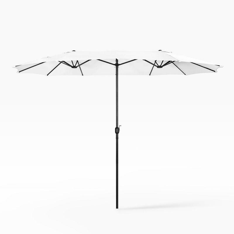 WestinTrends 15 x 9 Ft Double Sided Outdoor Twin Patio Market Table Umbrella, White