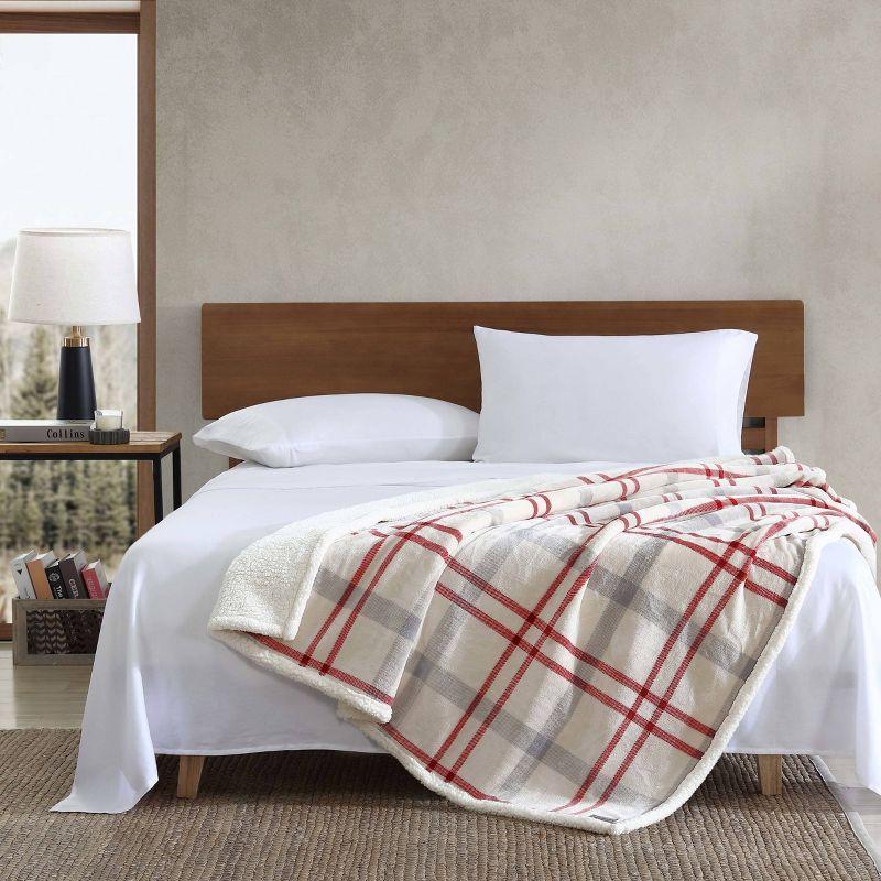 50"x60" Plaid Reversible Sherpa Fleece Throw Blanket