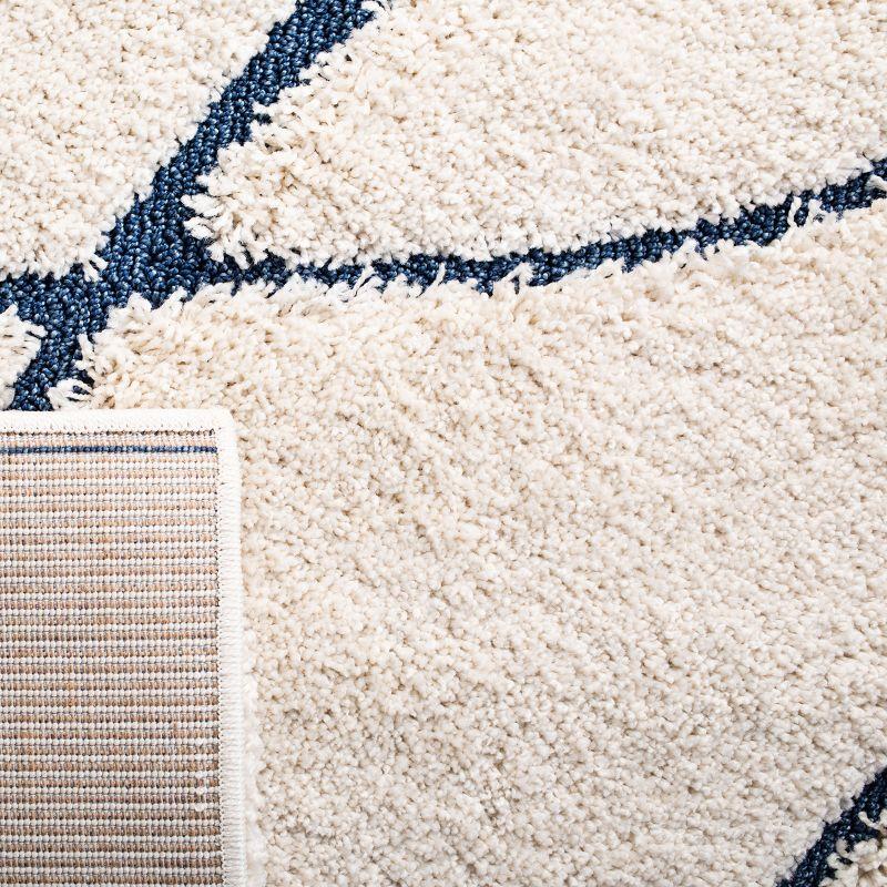 Florida Shag SG471 Power Loomed Indoor Accent Rug - Cream/Blue - 4'x4' Square - Safavieh
