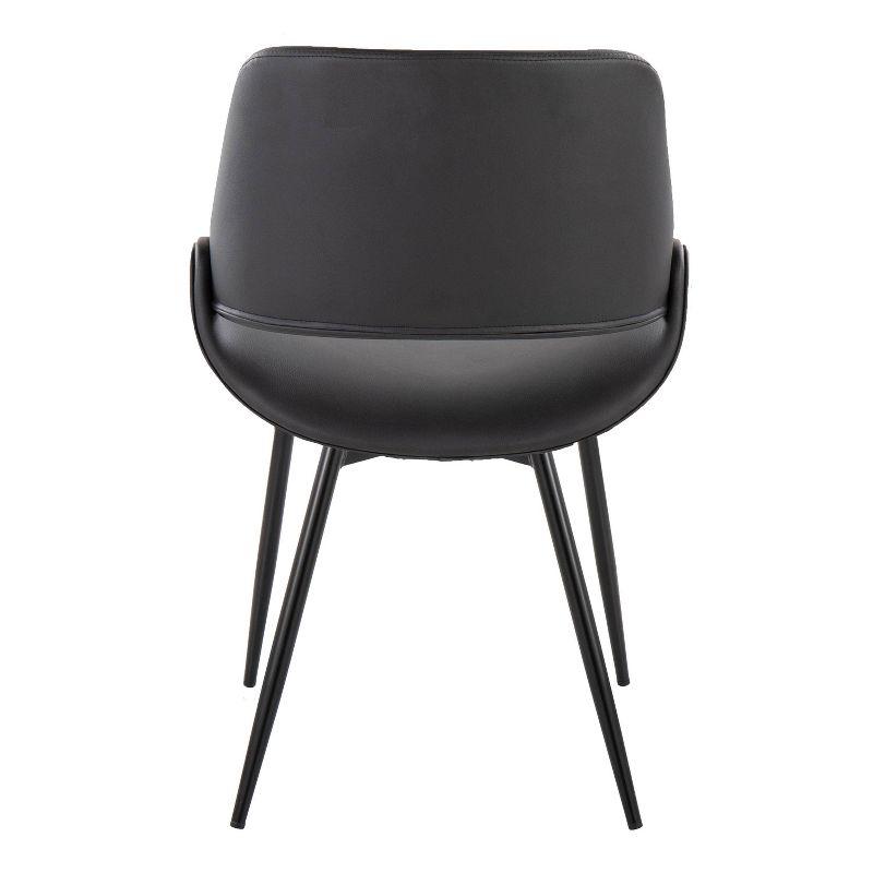 Set of 2 Fabrico Dining Chairs Black - LumiSource: Upholstered, Metal Legs, Faux Leather, Contemporary Style