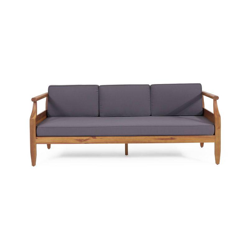 Aston Outdoor Mid-Century Modern Acacia Wood Sofa with Water-Resistant Cushions - Christopher Knight Home