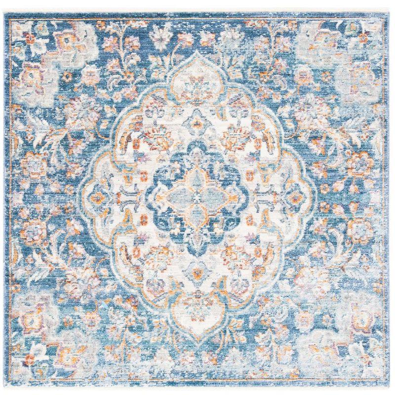 Illusion ILL711 Power Loomed Area Rug - Cream/Blue - 4'x4' - Safavieh