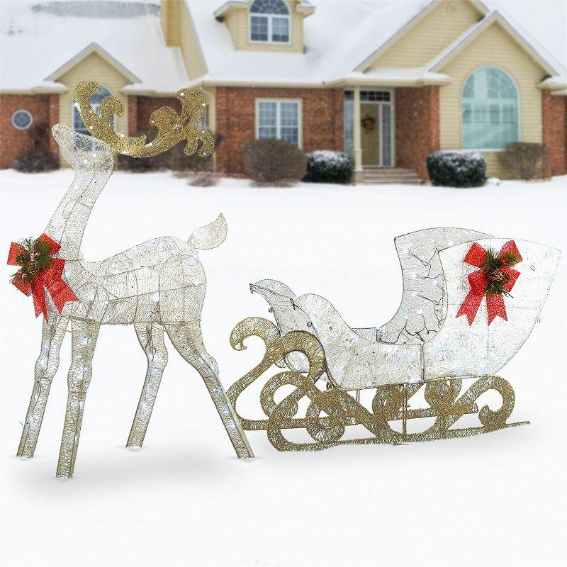 48" Prelit White Sisal Reindeer and Sleigh - National Tree Company