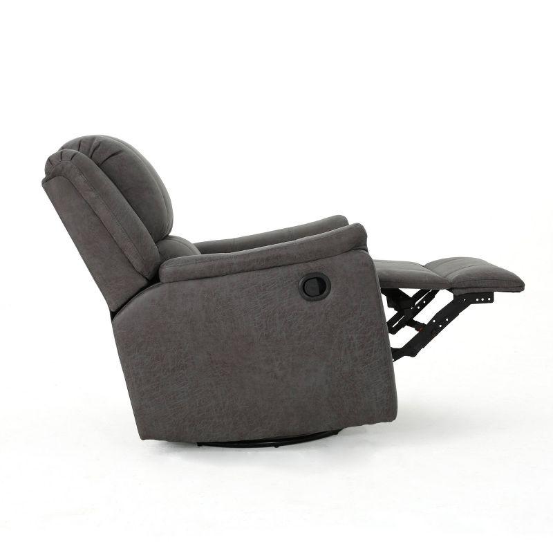 Slate Microfiber Swivel Recliner with Tufted Back