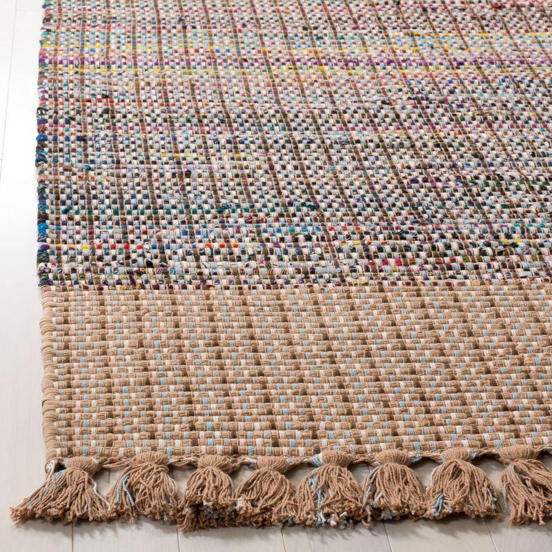 Beige Multicolor Handmade Flat Woven Wool Cotton Area Rug