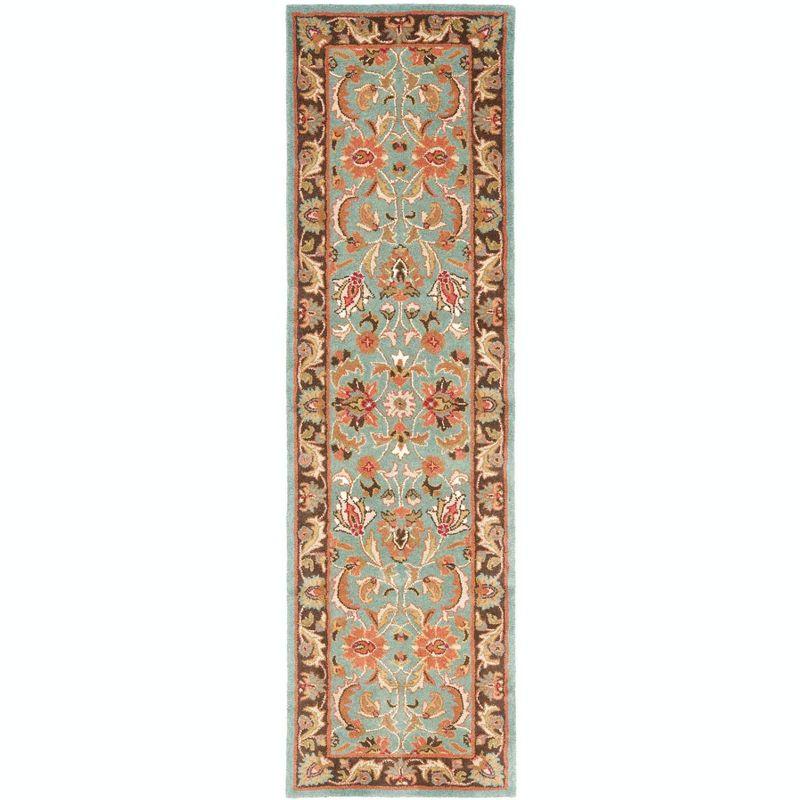 Elegant Heritage 27" Blue and Brown Hand-Tufted Wool Runner Rug