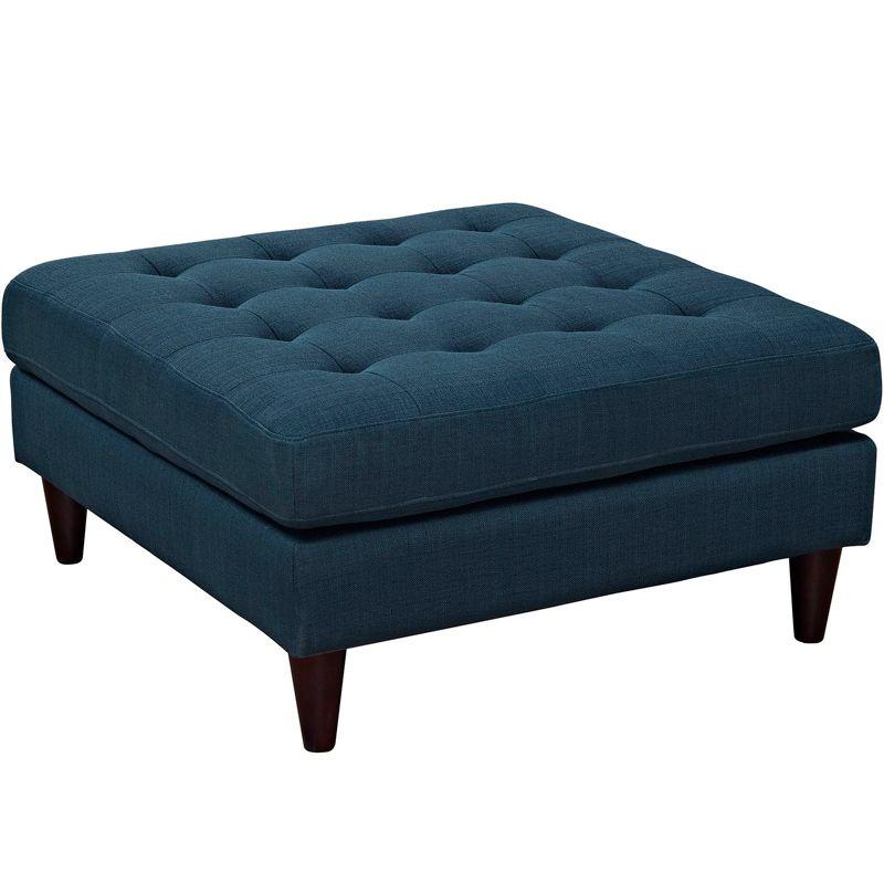 Azure Blue Tufted Polyester Cocktail Ottoman, 35.5"