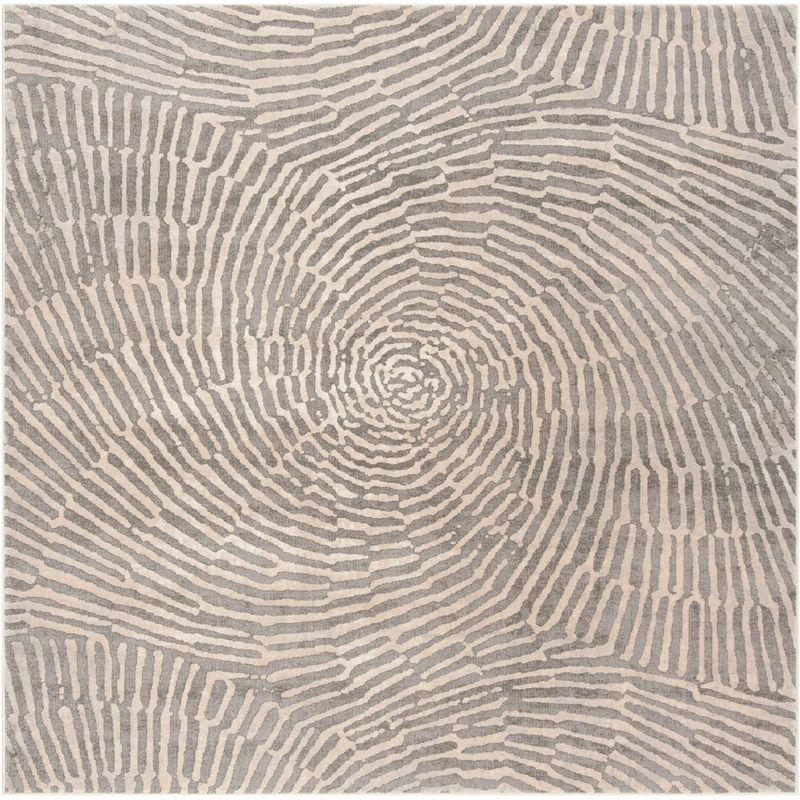 Abstract Taupe Square Synthetic Rug - Easy Care & Stain-resistant