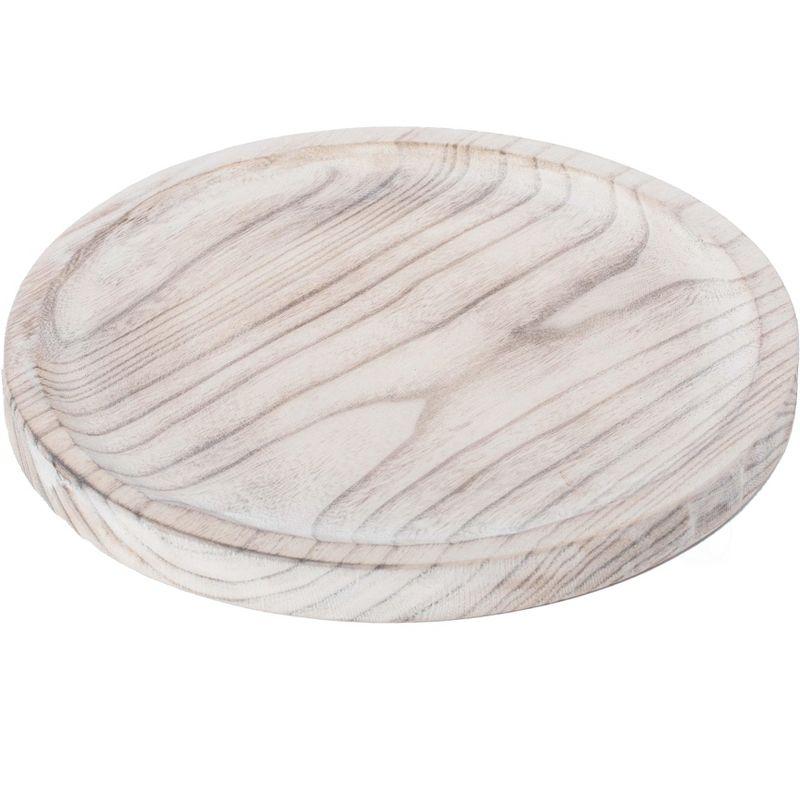 Vintiquewise Vintage Raw Wood Charger Round Display Tray