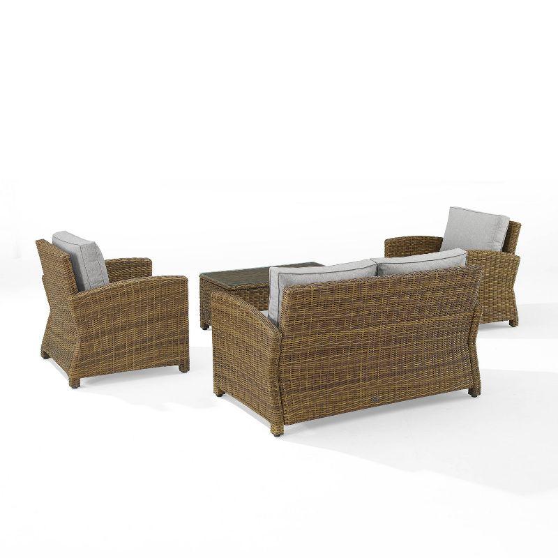 Bradenton Weathered Brown Outdoor Wicker 4pc Conversation Set