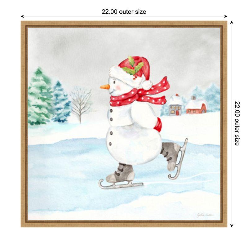 Amanti Art Let it Snow Blue Snowman V by Cynthia Coulter Canvas Wall Art Print Framed 22 x 22-in.