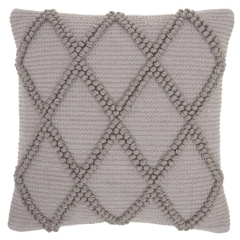 18"x18" Life Styles Diamond Lattice Square Throw Pillow Light Gray - Mina Victory: Cotton Blend, Indoor Decorative Cushion