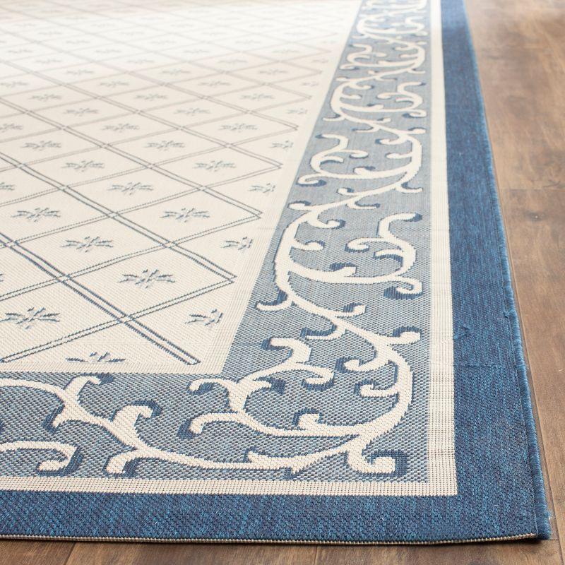 Courtyard CY7427 UV & Stain Resistant Non-Shedding Power Loomed Indoor/Outdoor Area Rug - Beige/Navy - 5'3"x7'7" - Safavieh