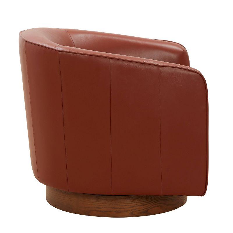 Taos Caramel Top Grain Leather Swivel Barrel Chair