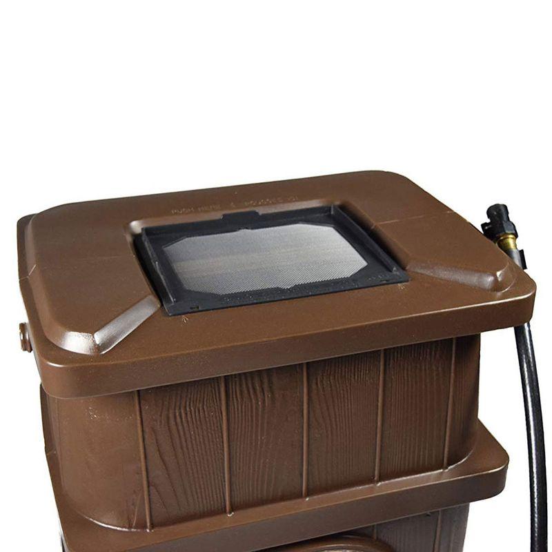 FCMP Outdoor 45 Gal Wood Grain Rain Catcher Barrel Container Brown (Set of 2)