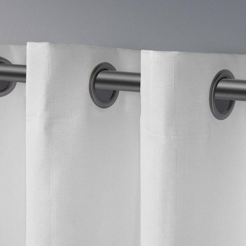 Winter White Light-Filtering Linen Grommet Curtain Panels, Set of 2