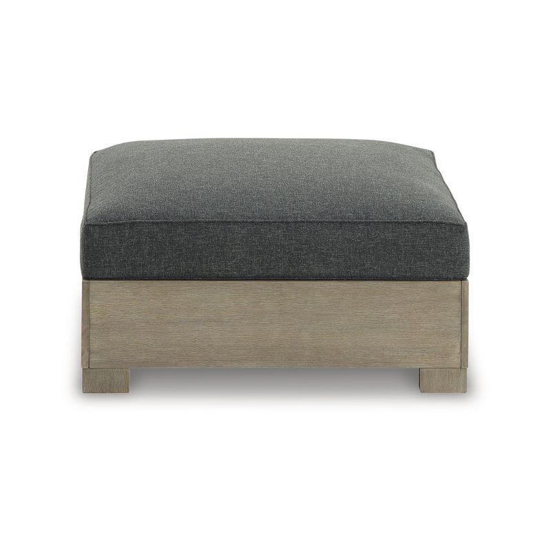 Signature Design by Ashley Casual Citrine Park Outdoor Ottoman with Cushion, Charcoal/Brown