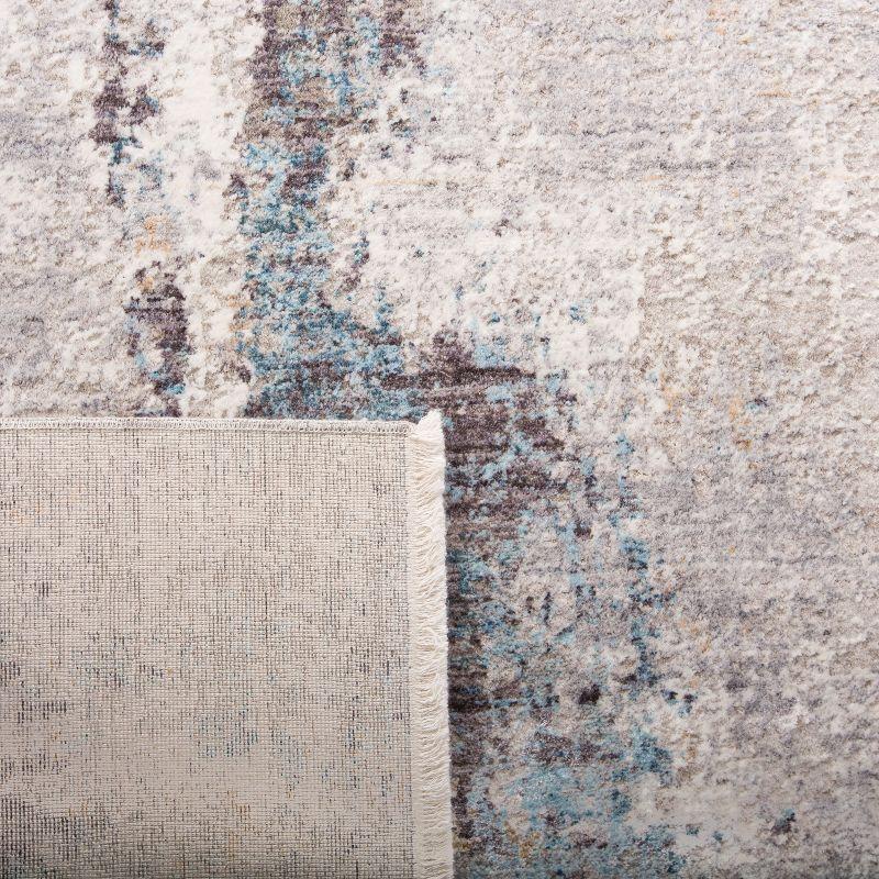 Gray and Blue Hand-Knotted Wool Area Rug