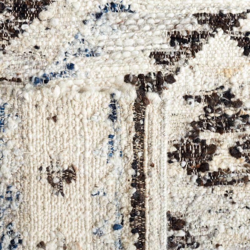 Ivory Square Hand-Knotted Wool Shag Rug - 6' Luxe Collection