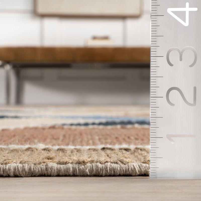 Nuloom Rhea Geometric 5x8 Wool Jute Indoor Area Rug for Dining Room Rug Neutral Rug Living Room Rug Kitchen, Blue
