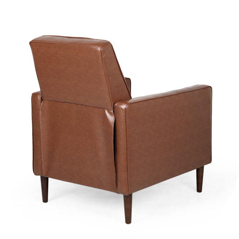 Christopher Knight Home Mervynn Mid-Century Modern Button Tufted Recliner Cognac Brown/Dark Espresso: Faux Leather Upholstery, Plywood Frame