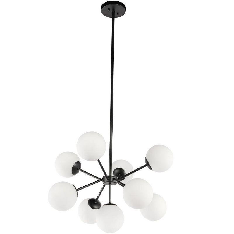 Elegant Lighting Jupiter 9 light Black and Frosted White glass pendant