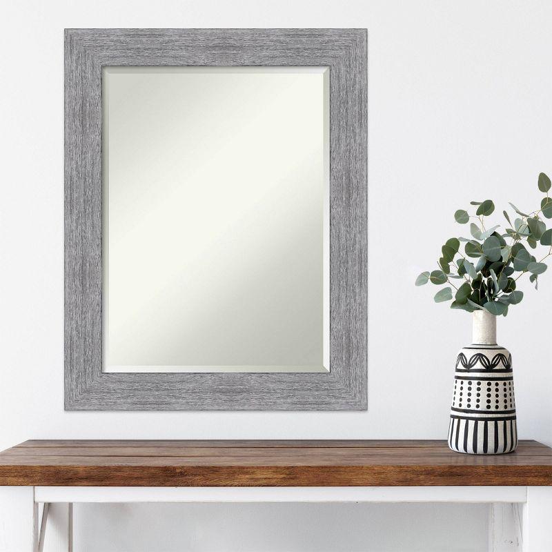 Amanti Art 23" x 29" Bark Rustic Framed Wall Mirror Gray : Beveled Glass, Polystyrene Frame, No Assembly Required