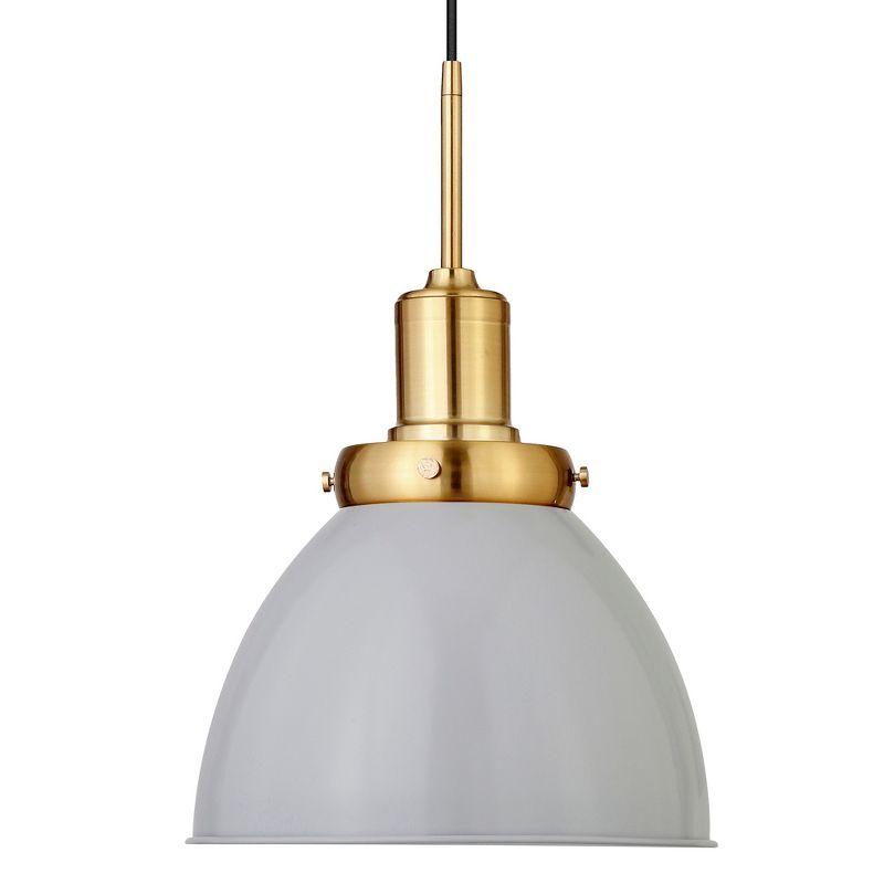 Madison 12" Matte Gray and Brass Metal Pendant Light