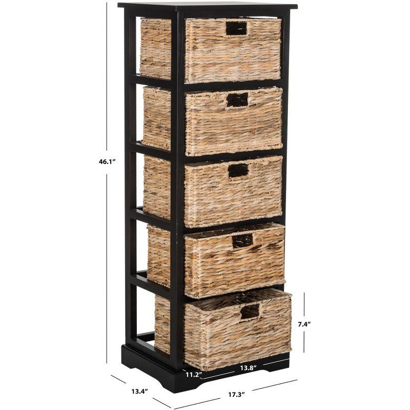 Vedette 5 Wicker Basket Storage Tower - AMH5739 - Distressed Black - Safavieh Couture