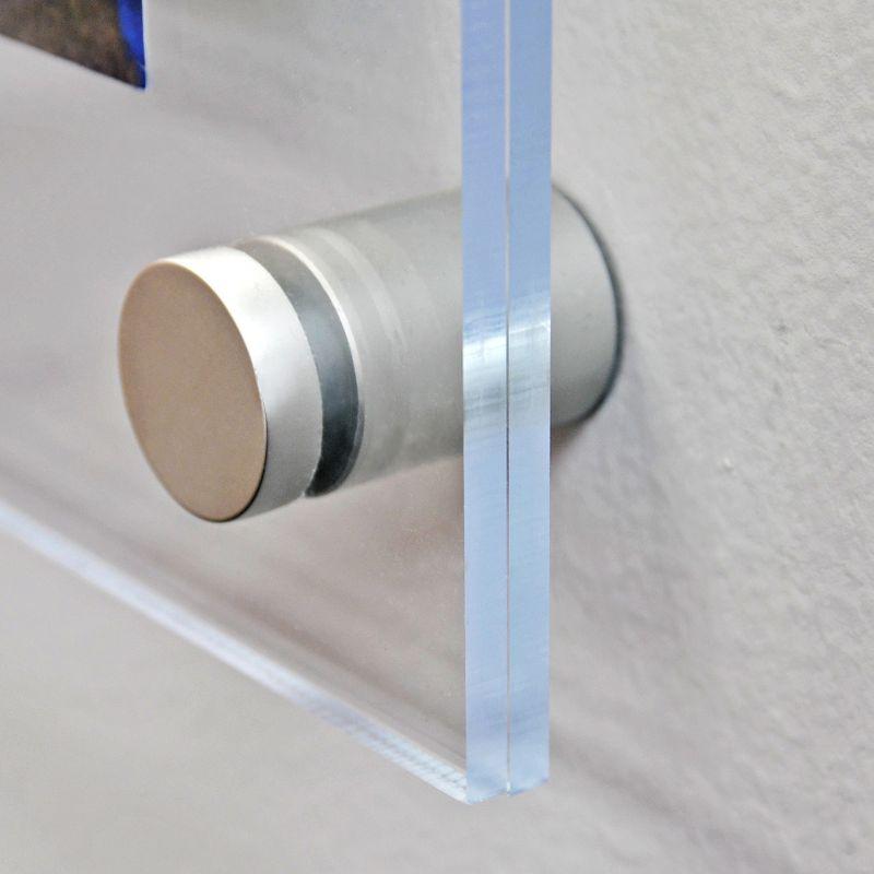 Azar Displays Floating Acrylic Wall Frame with Silver Stand Off Caps: 8.5" x 14" Graphic Size, Overall Frame Size: 12.5" x 18"