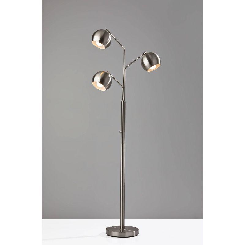 Adjustable Brushed Steel Multi-Head Tree Floor Lamp