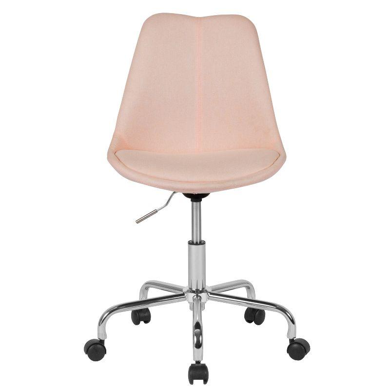 28'' Pink Fabric Mid-Back Adjustable Swivel Office Chair