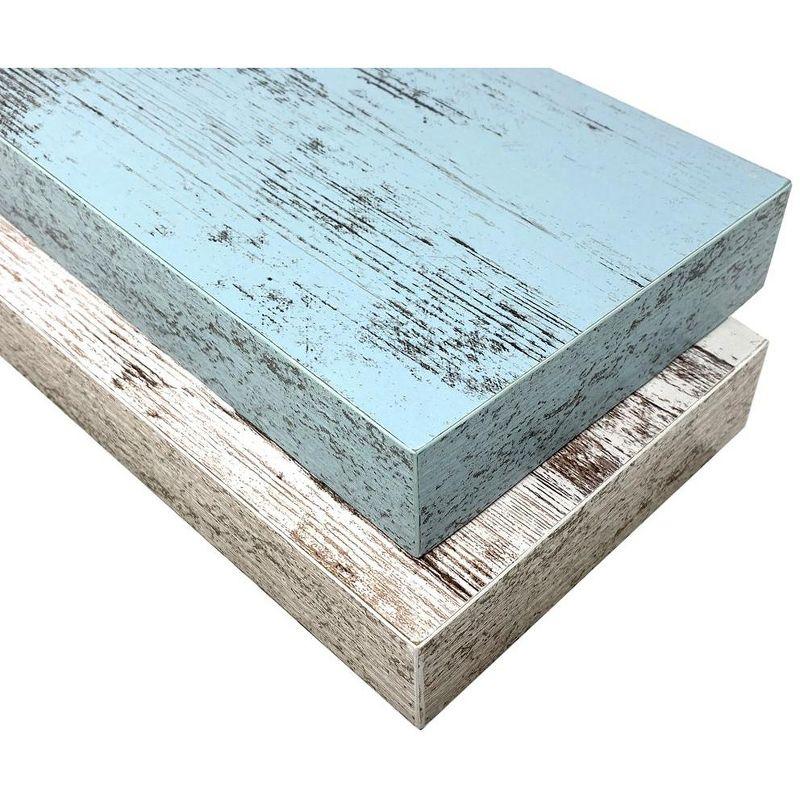 2 Pack 16 Inch Sorbus Coastal Rectangle Floating Shelves - for Home Décor to Display Trophies, Books, Frames, and more (Rustic Blue Gray)