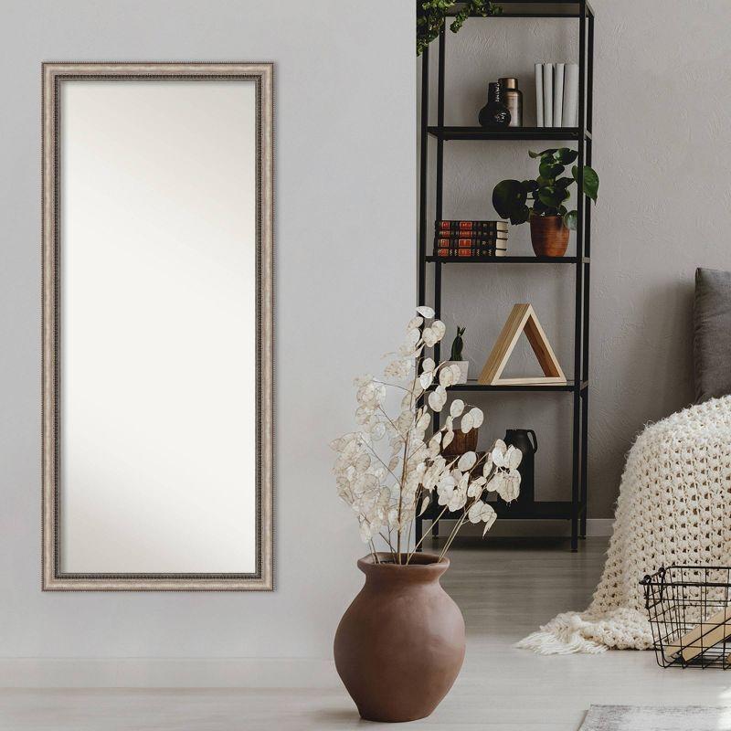 Lyla Ornate Framed Full Length Floor Leaner Mirror Silver - Amanti Art: Modern Rectangle, No Assembly Required