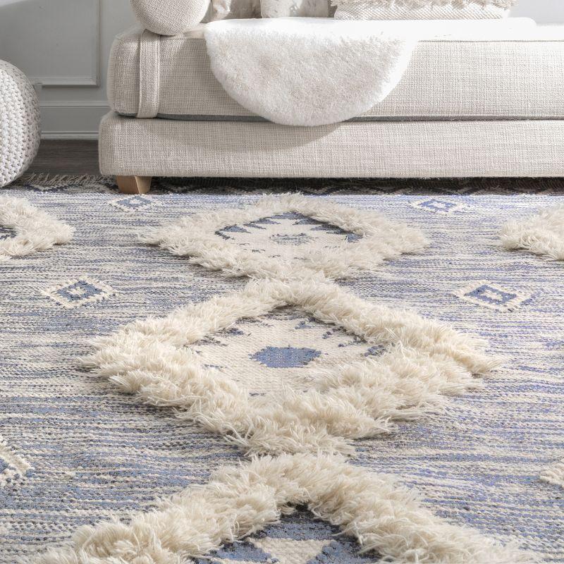 Handmade Braided Tassel Blue Wool 5' x 8' Area Rug