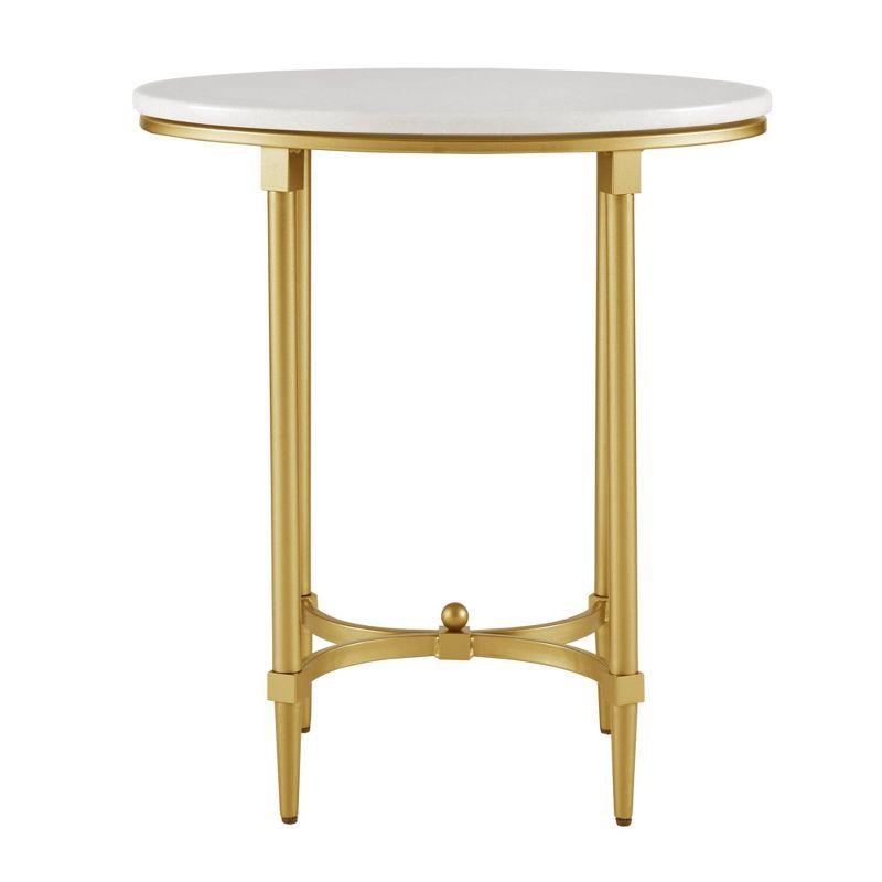 Bordeaux Marble Top Oval Gold Metal End Table