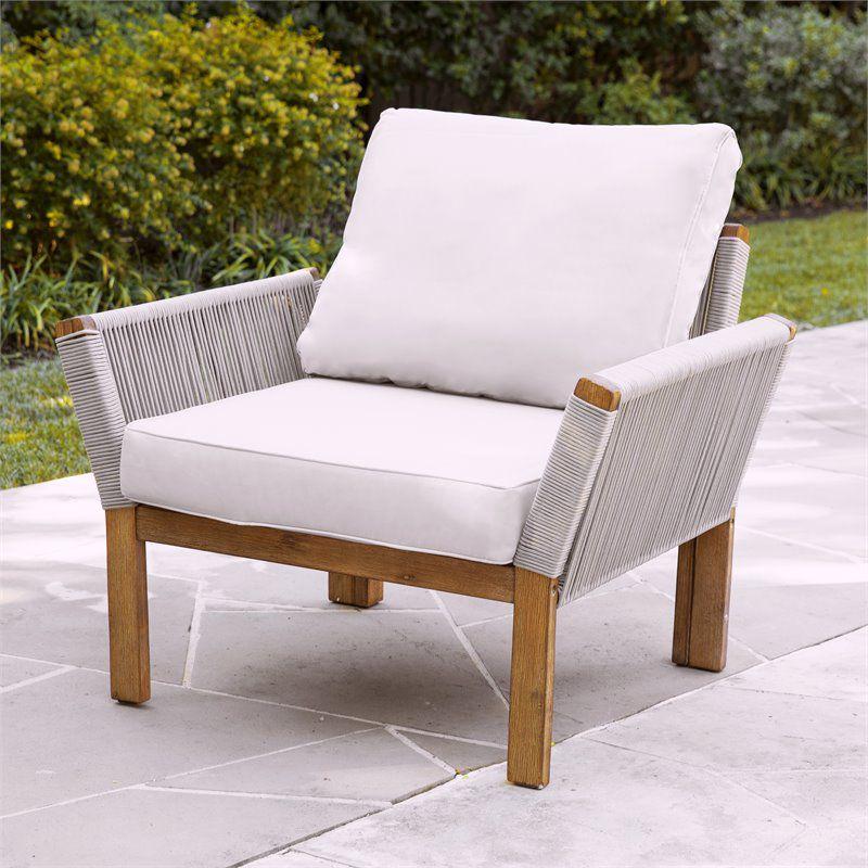 SEI Furniture Brendina 28" Wicker Outdoor Armchair in Natural