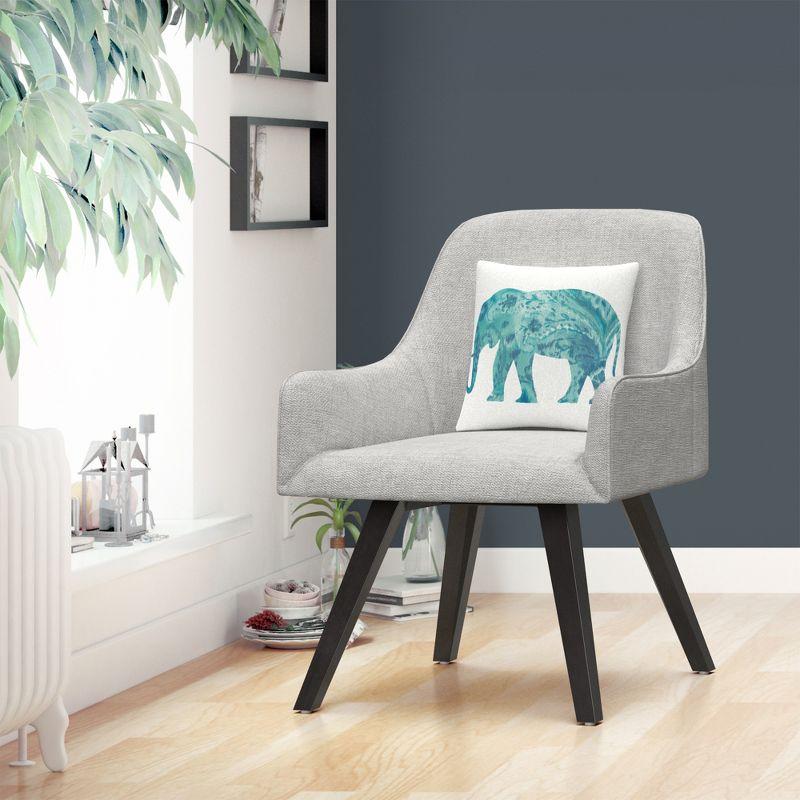 Teal Elephant Print Square Polyester Throw Pillow