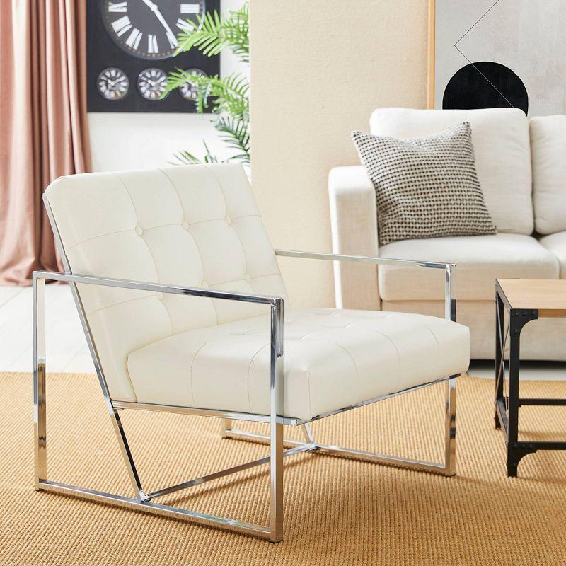 Siebo 30'' Wide Tufted White Armchair