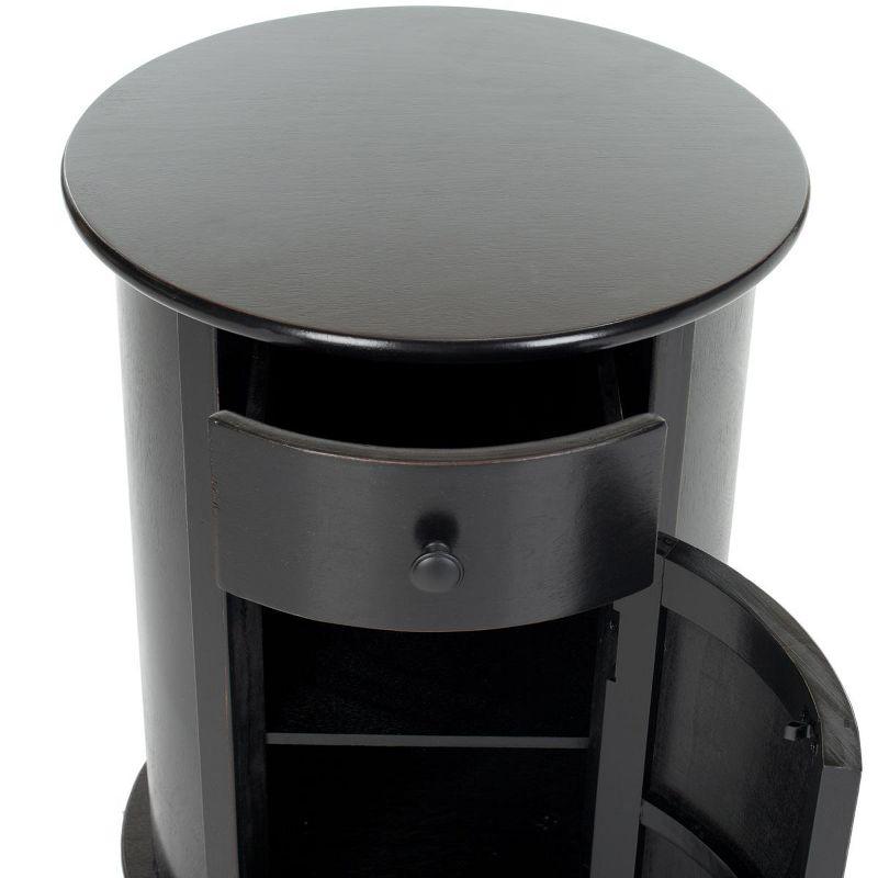 Transitional Gray Round Swivel End Table with Storage