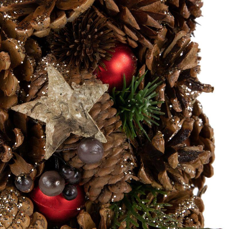 Northlight Pinecone, Berry and Star Cutouts Christmas Cone Tree Decoration - 17"