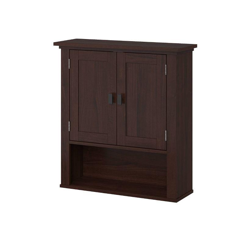 Hayward Dark Veneer Two-Door Wall Cabinet with Adjustable Shelf